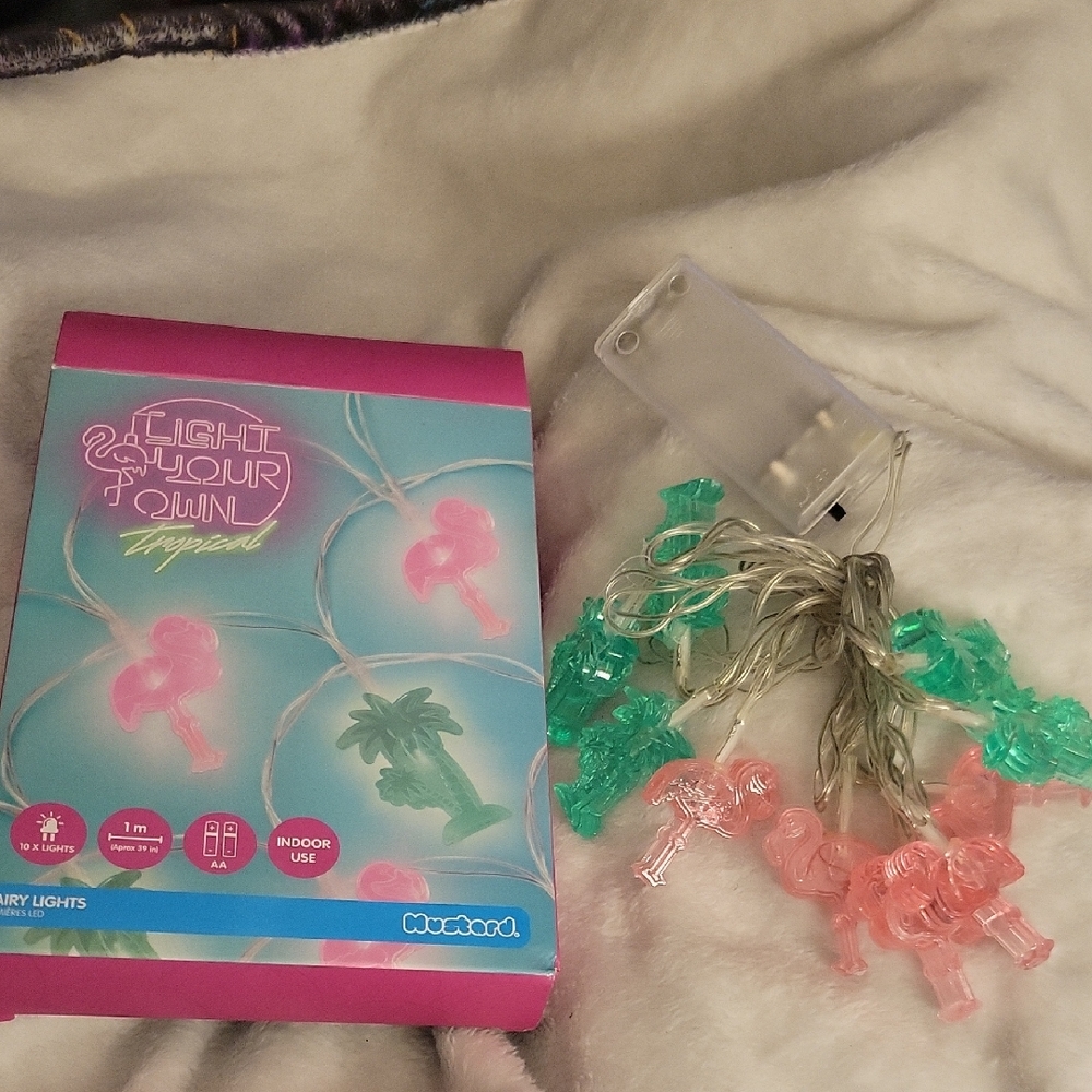 Neon Flamingo and Palm Tree String Lights.
